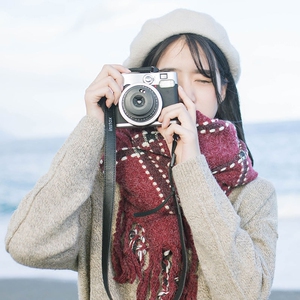 秋冬日系百搭格子围巾