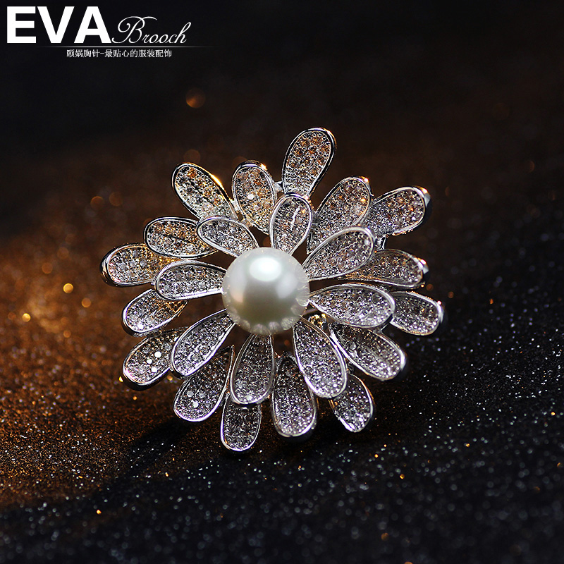正品打折EVA颐娲 高档胸针品牌 锆石水晶珍珠