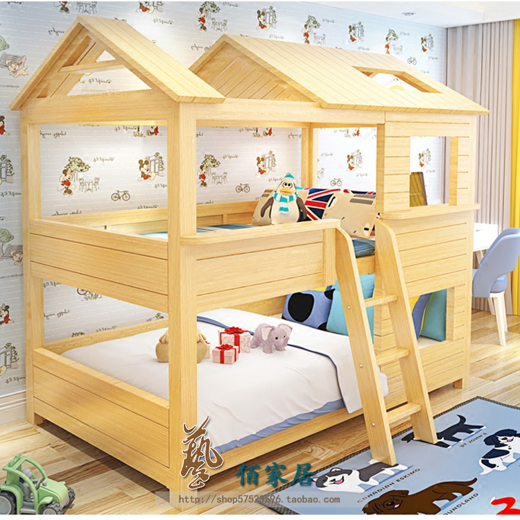 定做全实木儿童房子床松木欧式单人树屋床公主床城堡房双人床简约
