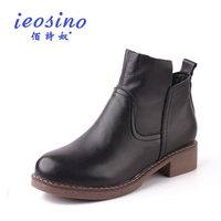 佰诗奴女鞋2016秋冬款真皮绒里内增高平底休