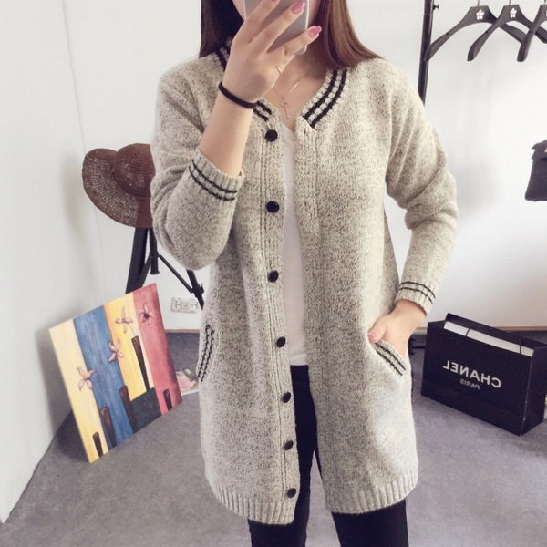 热销女针织衫 <em>秋冬</em>新品 针织衫 宽松毛衣<em>外套</em>女