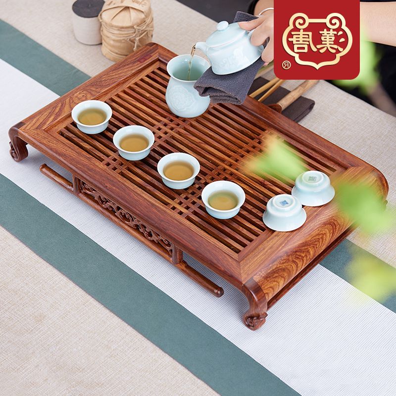 热卖汉唐实木长方形复古茶盘排水茶台功夫茶具