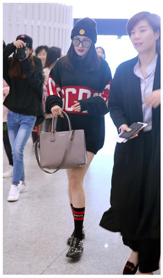 2016秋冬明星杨幂同款过膝袜红条字母洋气针