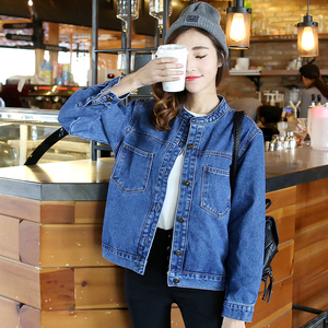 韩版立领宽松牛仔外套