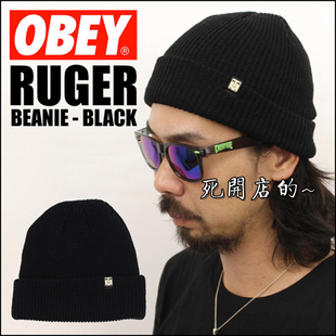 冬帽 死开店的 经典鬼脸 obey 冬帽 冷帽 毛线帽 针织帽 素黑色