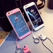 镜面反光镜子苹果iphone6s手机壳套带挂脖子吊绳i6plus六后盖外壳