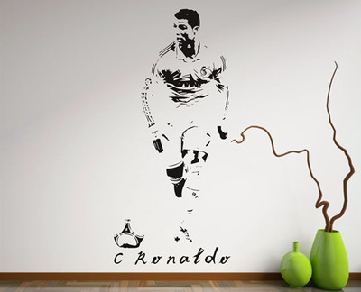 c罗纳尔多带球过人墙贴墙面墙壁纸画装饰足球典人物英文贴纸画
