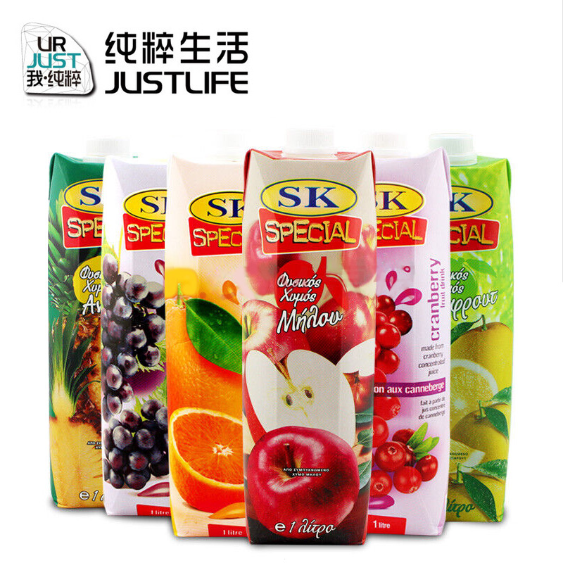 欧洲原装进口果汁SK果汁饮料菠萝汁 苹果汁等口味任选 1L*6盒 