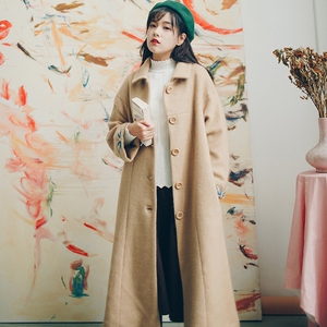 安小落甜美花朵刺绣毛呢大衣