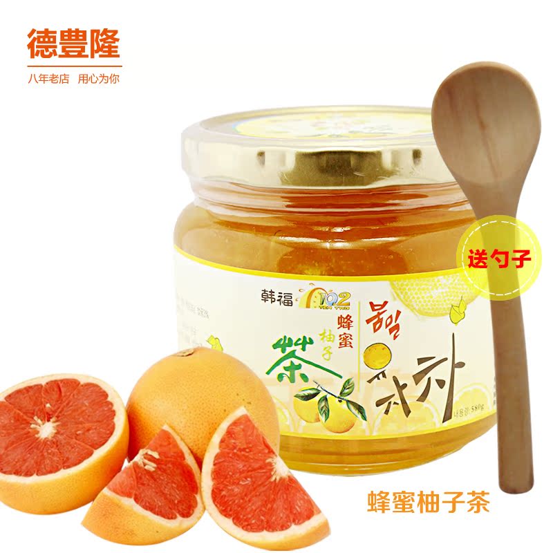 包邮韩国原产进口食品蜜炼健康果肉冲饮茶饮料韩福蜂蜜柚子茶580g