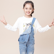 2014秋装新款女中童牛仔背带裤女童背带长裤儿童裤学生裤子