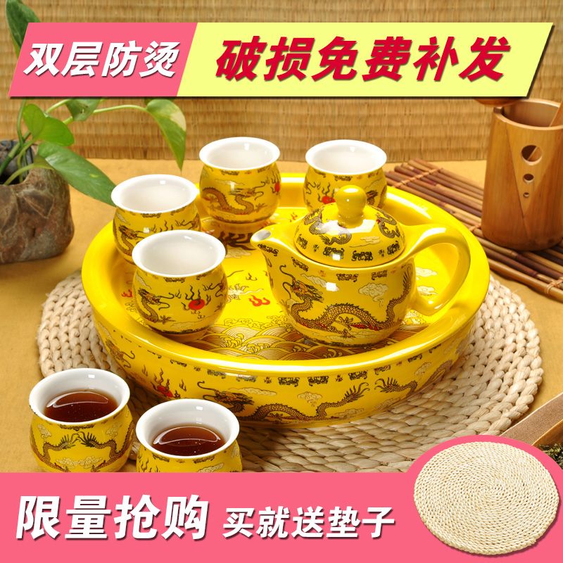 特价 茶具套装青花瓷整套 景德镇双层陶瓷功夫茶杯茶海花茶壶茶艺
