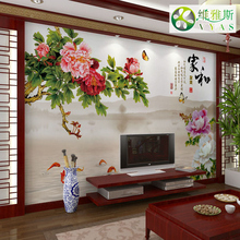 5d电视背景墙壁纸墙纸壁画无缝墙布客厅现代卧室中式3D立体影视墙