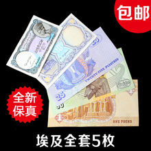 埃及大全套5枚5 各国外币外国纸币钱币货币 50皮阿斯特元 包邮