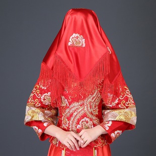 新娘红盖头 结婚喜字红盖头 头纱喜帕 中式喜字盖头婚庆中式盖头