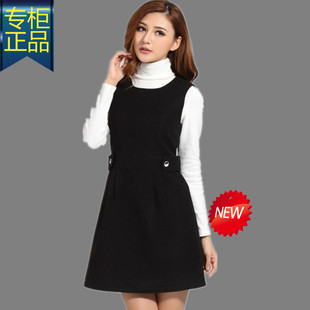 品牌韩国毛呢<em>背心裙</em>秋冬款中长款连衣裙冬a呢