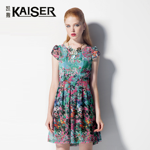 kaiser/凯撒专店同款夏季女装新款淑女时尚修身女连衣裙碎花裙子 新品