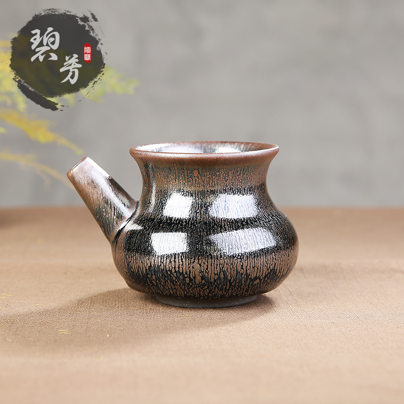 鹧鸪斑油滴建盏天目手拉坯茶海公道杯御供铁胎黑瓷高温烧制