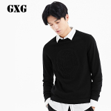 GXG男装 男士黑色修身长袖圆领针织衫#61120364