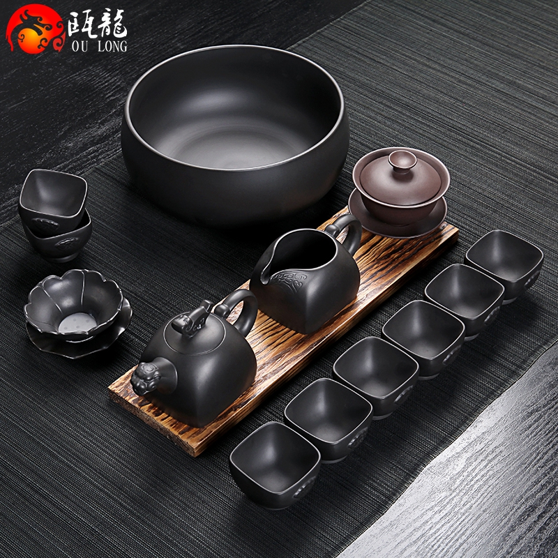 瓯龙 宜兴紫砂整套功夫茶具套装 虎啸手工茶壶茶杯盖碗过滤大茶洗