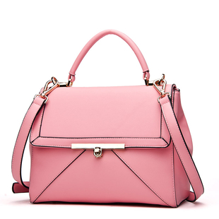2016新款韩版斜跨女包手提女士包包纯色粉色小包机车包