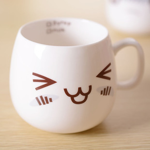 j2121 韩版可爱超萌饮水杯 学生可爱萌萌的表情笑脸猫陶瓷杯子