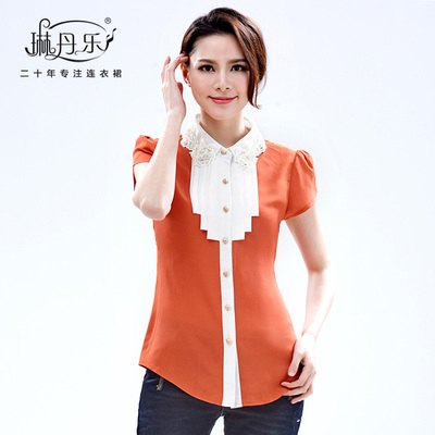 女土韩范新款蝴蝶结衬衫职业装短袖打底衫收腰
