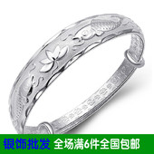 s925纯银手镯饰品高档首饰生产加工银饰镀金双鱼莲花手环手饰银饰