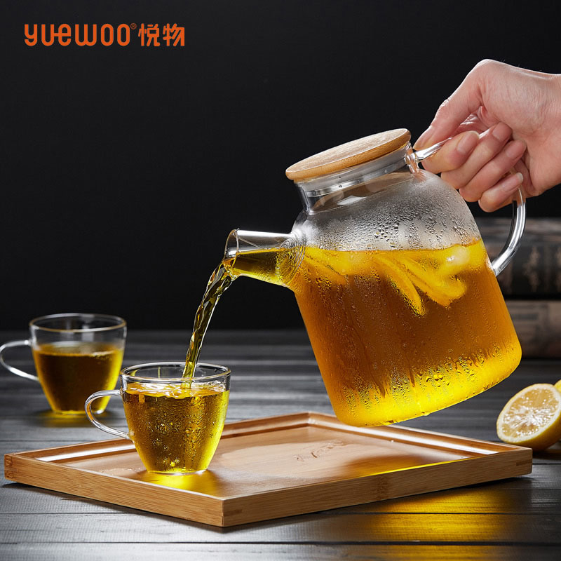 悦物加厚花茶壶玻璃茶具耐热玻璃茶壶冷水壶大容量耐高温玻璃壶