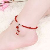 配饰石榴石日韩简约红玛瑙本命年时尚 百搭水晶饰品 晶档脚链女韩版