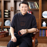 中老年夏装男士唐装棉麻亚麻中式老人爸爸装爷爷夏季衣服短袖套装