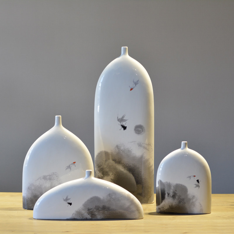 新中式陶瓷装饰品工艺品 家居客厅电视柜花瓶花器花插摆设 摆件