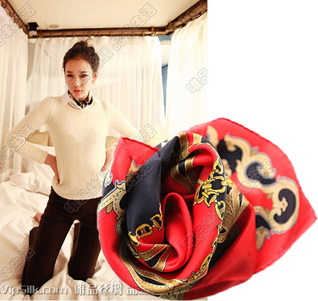 正品[方巾]菲拉格慕女方巾评测 小方巾的系法图