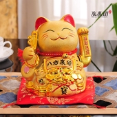摇手金色陶瓷招财猫店铺公司开业礼品收银台前台家居创意摆件送礼