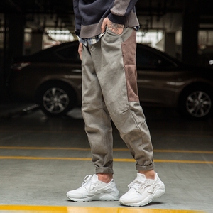 青少年复古拼接哈伦裤