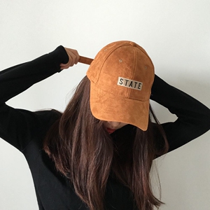 秋冬复古vintage土黄色麂皮棒球帽