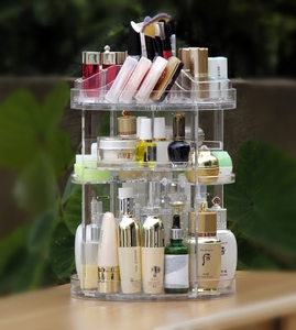 透明亚克力360度旋转收纳盒