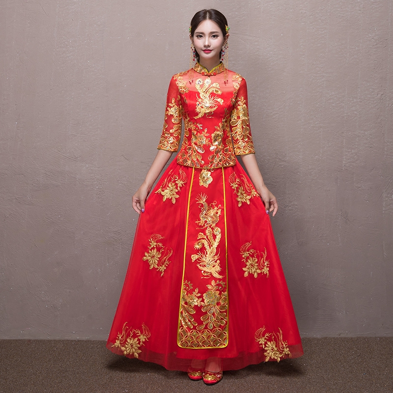 新款秀禾服新娘中式礼服复古装婚服旗袍敬酒服喜服龙凤褂孕妇嫁衣