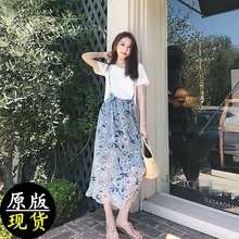 夏夏:碎花吊带连衣裙女夏2017新款 小清新显瘦两穿背带裙子 美美