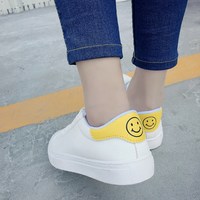 秋季学院风笑脸小白鞋女学生运动板鞋球鞋平底