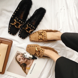 豆豆鞋女加绒毛毛鞋