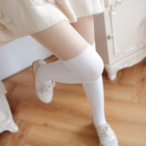 日系假高筒拼接丝袜长筒连裤袜假大腿袜 春夏薄款性感白色打底袜