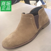 系带休闲皮靴低跟短筒靴子高帮鞋 H48M7402 冬新款 男士 热风专柜正品