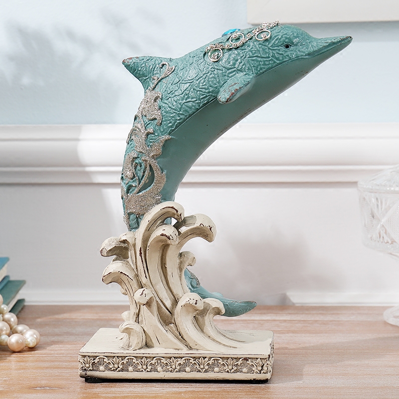 北欧海豚动物家居摆件海洋主题装饰品地中海风格现代简约鞋柜玄关
