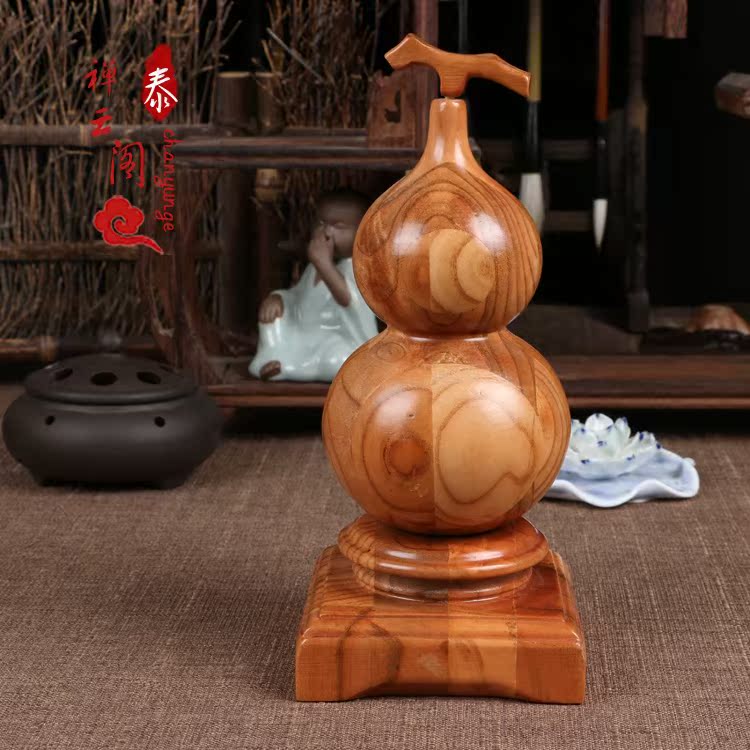 开光桃木辟邪葫芦摆件 镇宅招财风水葫芦 桃木家居客厅装饰品
