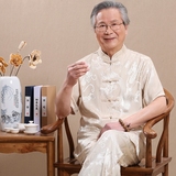 中老年人唐装男短袖夏季薄款衬衫加肥大码中国风刺绣休闲盘扣套装