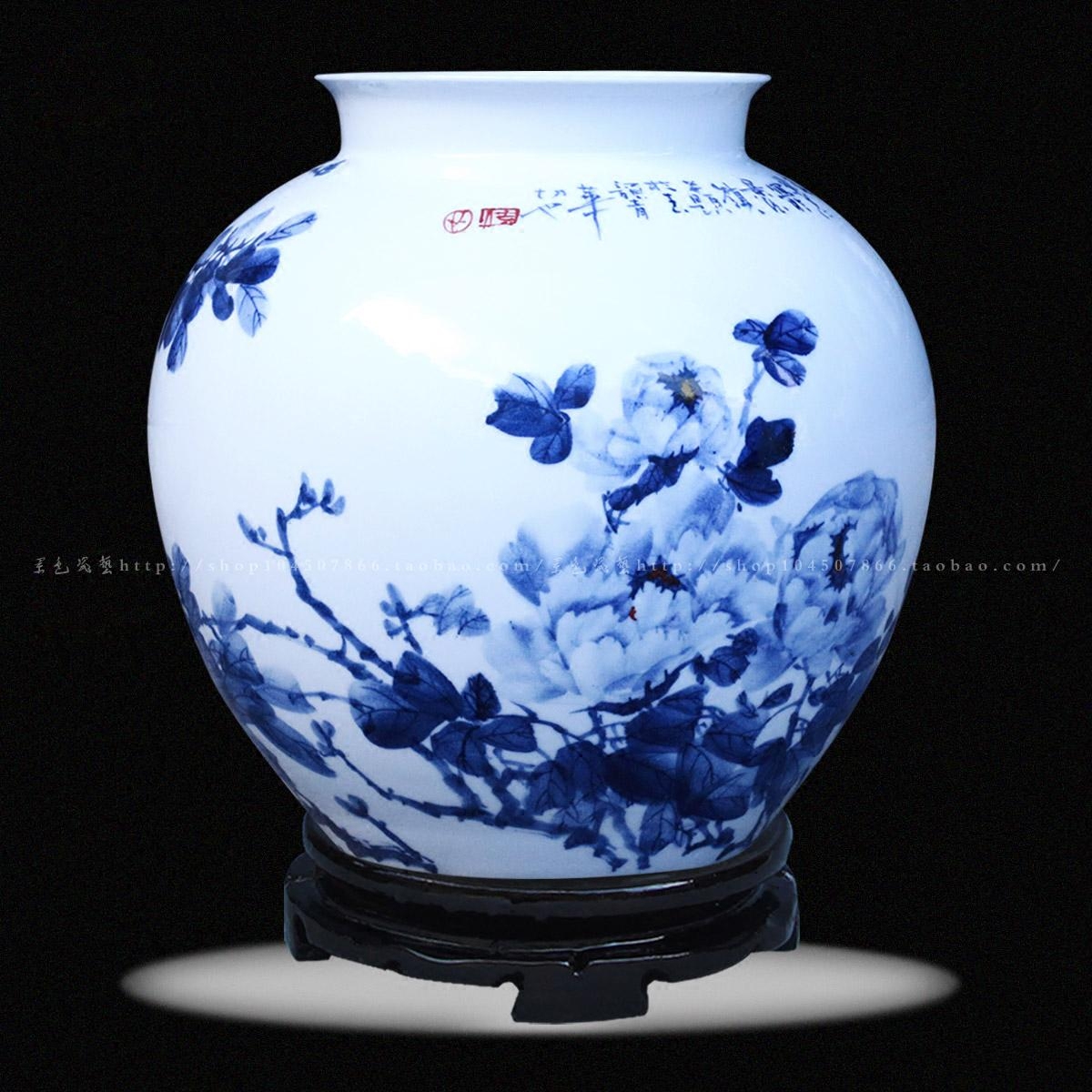 景德镇名家作品 大师手绘青花瓷陶瓷器台面花瓶高端客厅装饰摆件