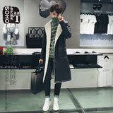 SOHO港式皮大衣男韩版长款皮风衣外套日系秋冬加绒加厚羊羔绒皮衣