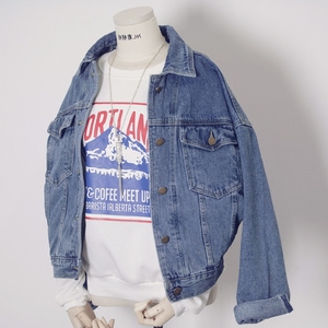 宽松大码长袖牛仔外套