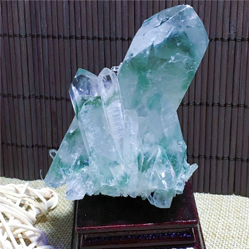 天然水晶簇绿幽灵晶簇原矿石观赏石工艺品摆件招财助事业家居风水